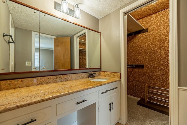 bathroom featuring vanity and a textured ceiling