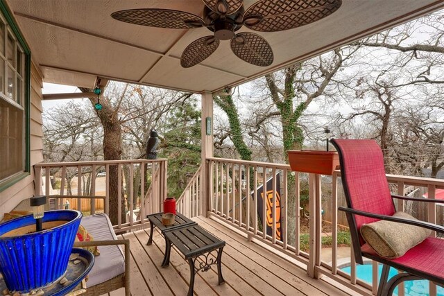 deck featuring ceiling fan