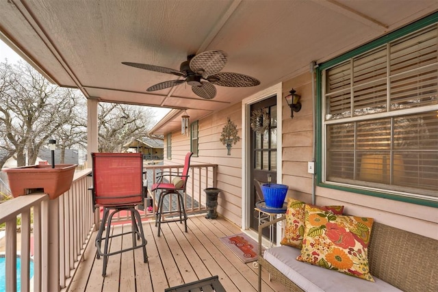 deck featuring a ceiling fan