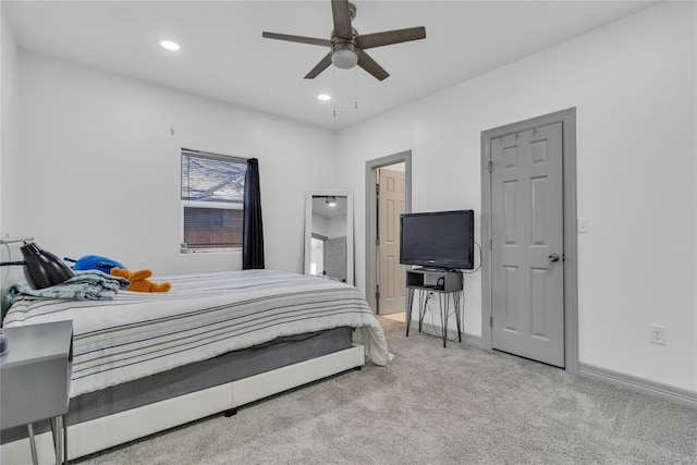 1612 N Klein Ave, Oklahoma City, OK 73106 - carpeted bedroom with recessed lighting, baseboards, and ceiling fan