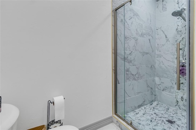 1612 N Klein Ave, Oklahoma City, OK 73106 - full bath featuring baseboards, toilet, and a shower stall