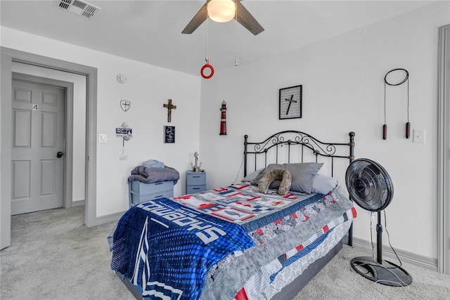 1612 N Klein Ave, Oklahoma City, OK 73106 - bedroom with visible vents, ceiling fan, baseboards, and carpet