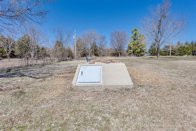 view of storm shelter