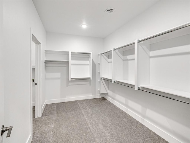 walk in closet with visible vents and carpet flooring