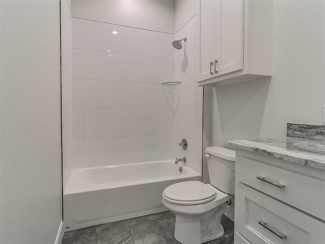 full bathroom with shower / bath combination, toilet, and vanity