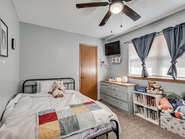 bedroom with carpet and ceiling fan