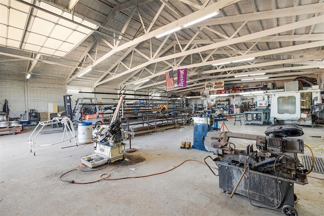 garage with metal wall