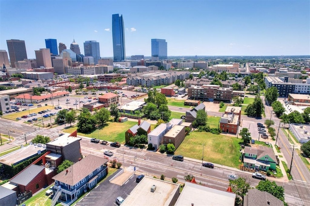 drone / aerial view with a view of city