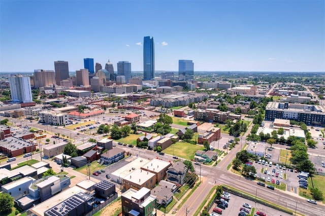 drone / aerial view with a view of city