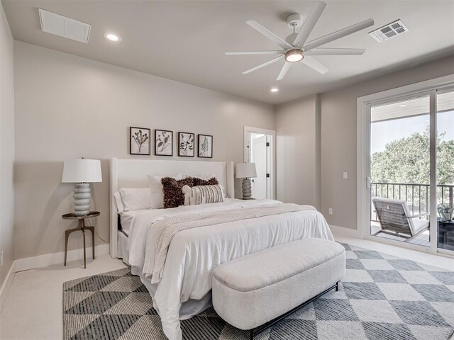 12 S Howard St, Edmond, OK 73003 - bedroom featuring visible vents, recessed lighting, baseboards, and access to outside