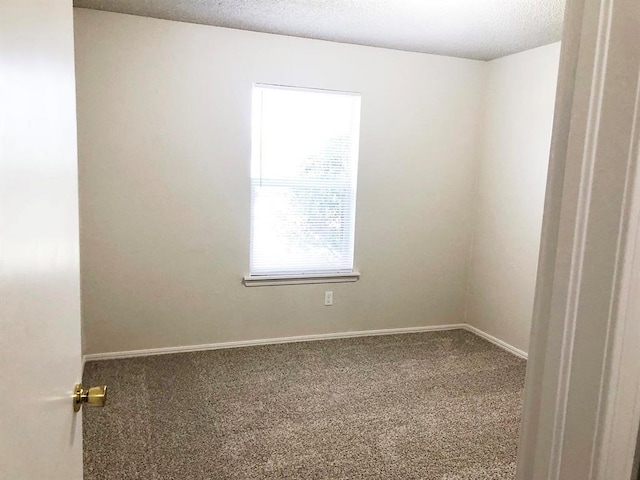 carpeted spare room featuring baseboards and a textured ceiling