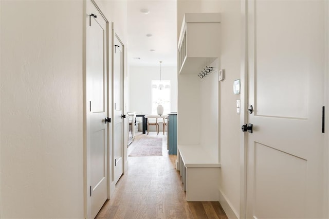 hall with light wood finished floors