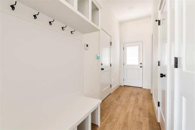 mudroom featuring light wood-style flooring