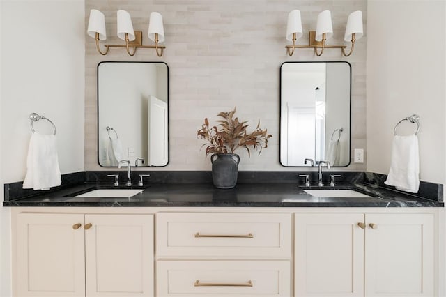 bathroom with double vanity and a sink