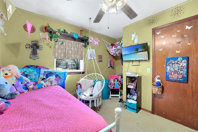 bedroom with carpet floors and ceiling fan