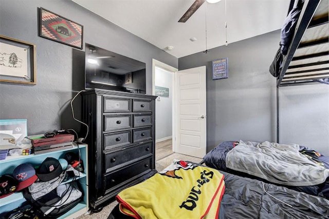 bedroom featuring ceiling fan