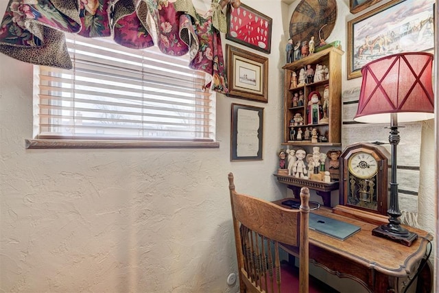 home office featuring a textured wall