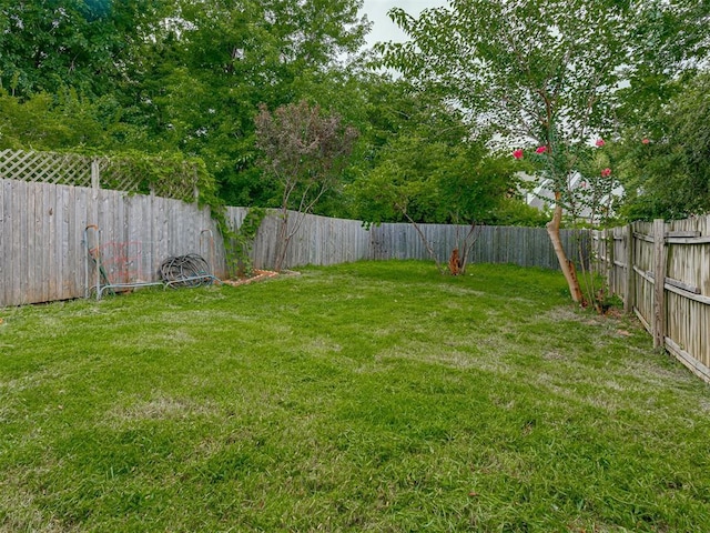 view of yard featuring a fenced backyard