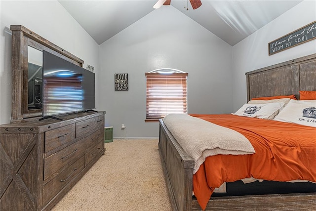 bedroom featuring a ceiling fan and vaulted ceiling