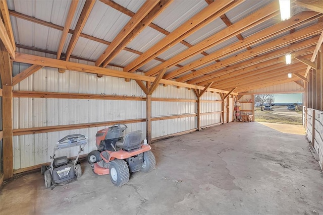 garage with metal wall