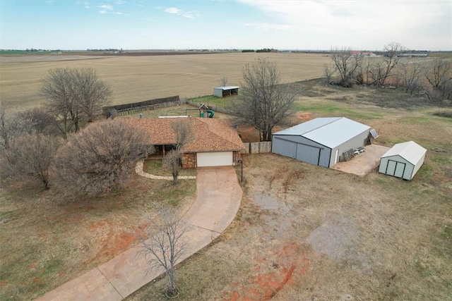 drone / aerial view featuring a rural view