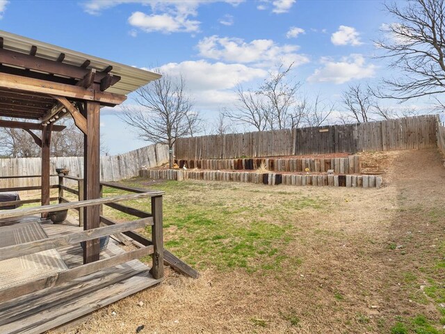 view of yard featuring a fenced backyard