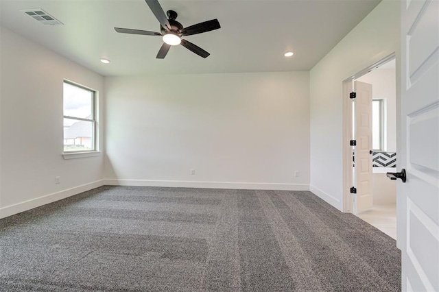 8101 Jenny Ln, Edmond, OK 73034 - carpeted empty room featuring a ceiling fan, recessed lighting, and baseboards