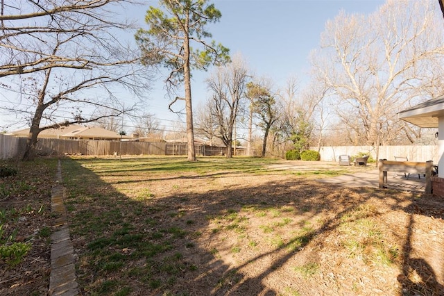 view of yard with a fenced backyard