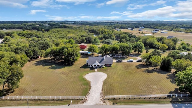 drone / aerial view with a rural view