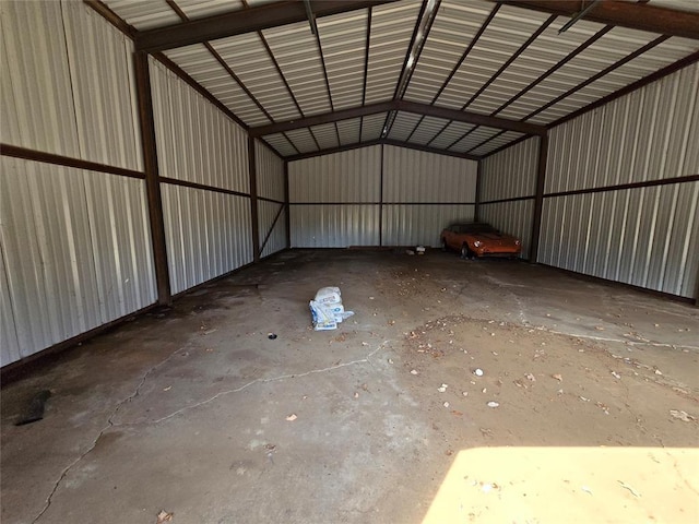 garage featuring metal wall