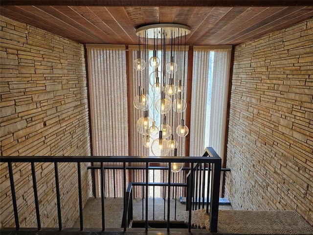801 NE Ave C, Idabel, OK 74745 - detailed view of wooden ceiling and a chandelier
