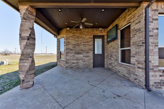 view of patio / terrace with a ceiling fan