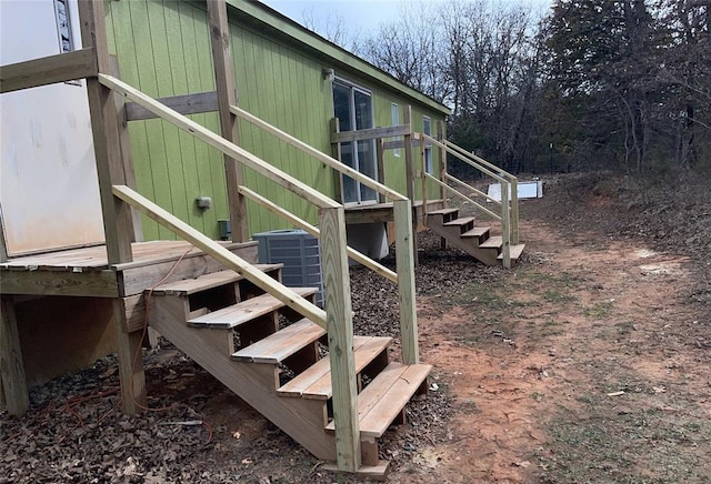 wooden terrace with cooling unit