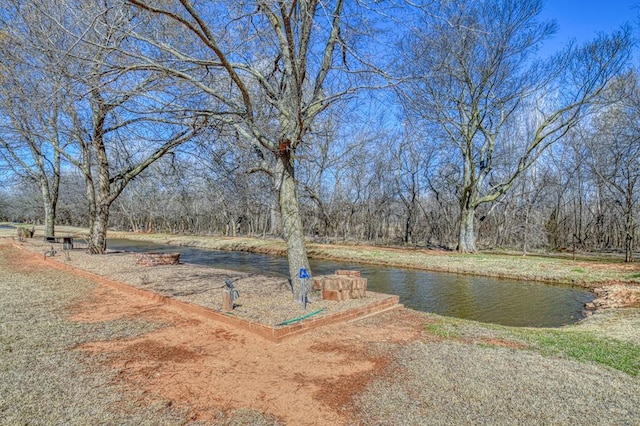 view of yard with a water view