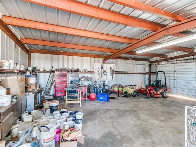 garage featuring metal wall