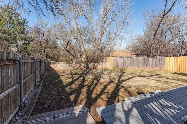 view of yard featuring a fenced backyard