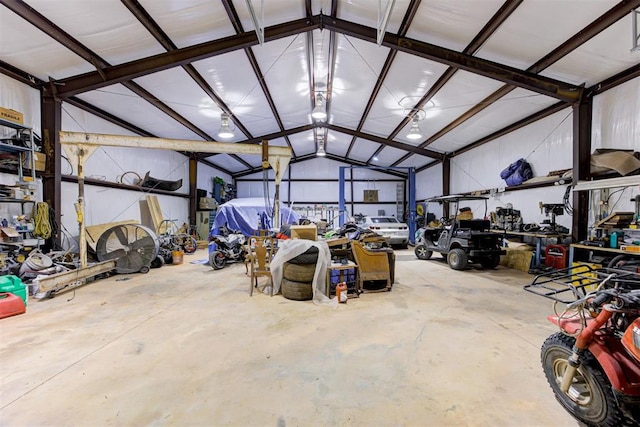 garage featuring a workshop area