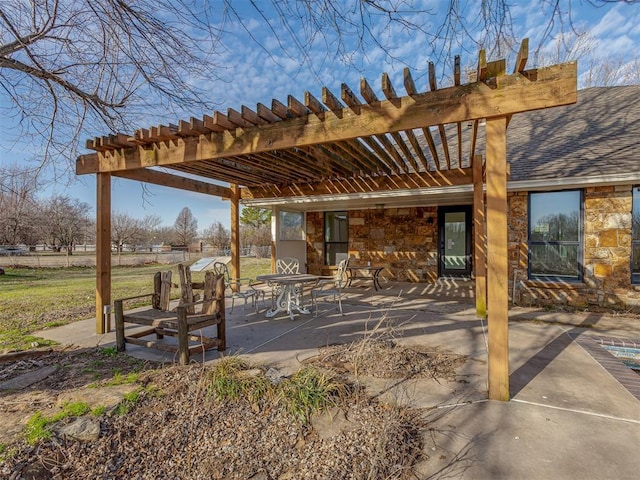 view of patio with a pergola