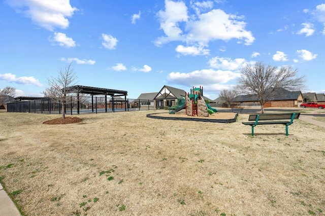 community play area featuring fence