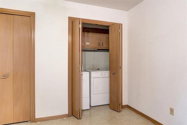 4801 Del Crest Dr, Del City, OK 73115 - washroom featuring separate washer and dryer and cabinet space