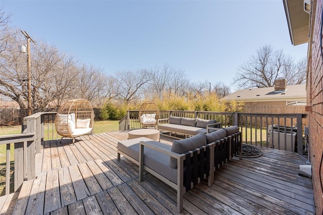 deck featuring an outdoor living space