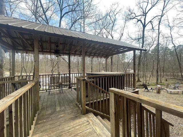 wooden terrace with ceiling fan