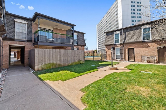 view of yard with fence