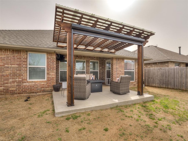 view of patio / terrace with fence and a pergola