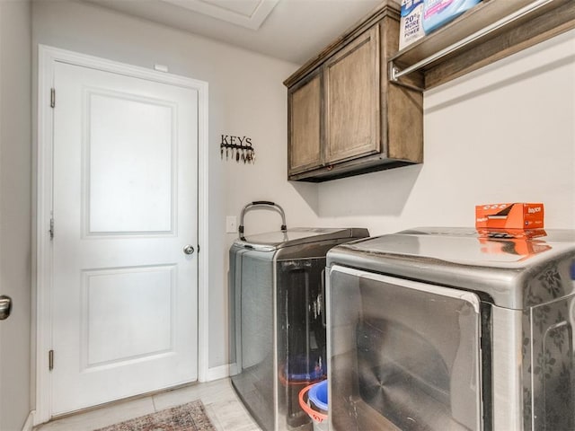 laundry room with cabinet space and washing machine and dryer