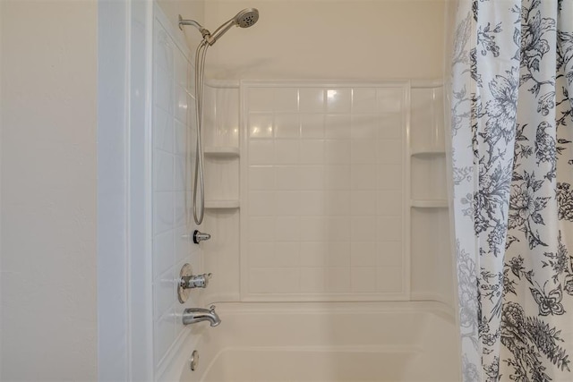 full bath with shower / bath combination with curtain