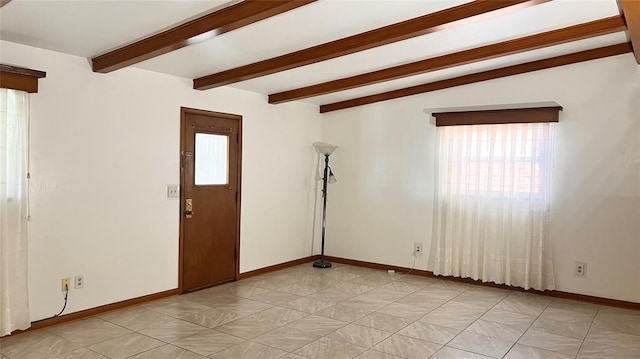 3731 Newport St, Oklahoma City, OK 73112 - foyer with lofted ceiling with beams and baseboards