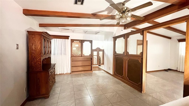 3731 Newport St, Oklahoma City, OK 73112 - interior space with baseboards, visible vents, and lofted ceiling with beams