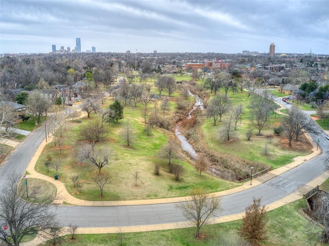 aerial view with a city view