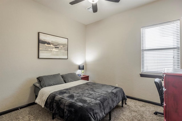2241 W Mickey Dr, Mustang, OK 73064 - bedroom featuring baseboards, carpet floors, and ceiling fan